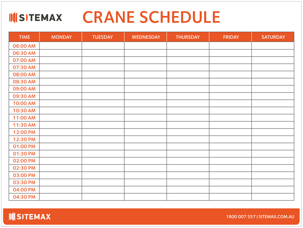 Customisable Crane Schedule Board